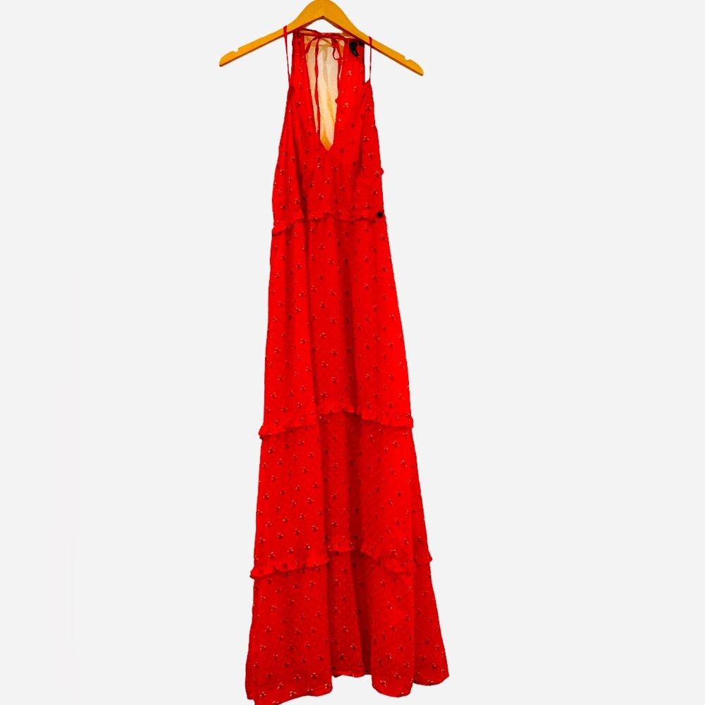 SUPERDRY Women’s red/orange long dress worn once